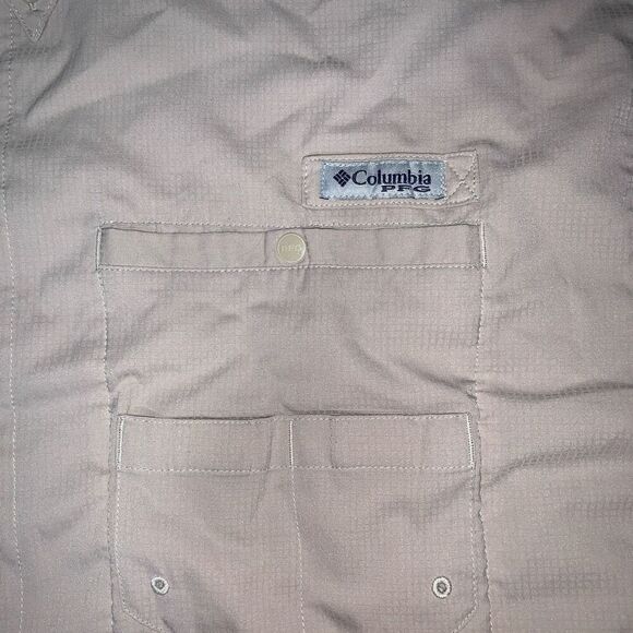 Columbia PFG Mens Size 2XL Button Front Shirt Cream Short Sleeve Outdoor Active - Picture 2 of 6